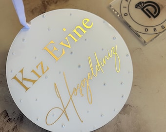 Door sign with pearls, Kapi süsü, Welcome sign, Kiz Evi Naz Evi, Kiz Evine Hosgeldiniz, Bride pick-up, Reception sign, Gelin Evine, Söz.