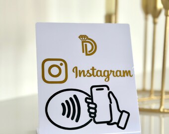 Social Media Schild/Aufsteller mit NFC Funktion, Instagram, Facebook, Google Bewertung, WhatsApp, Snapchat, Tik Tok, uvm.