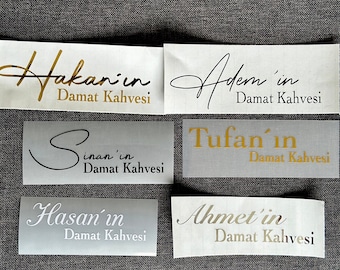 Personalized coffee sticker, foil sticker, with or without date, engagement, wedding, civil ceremony