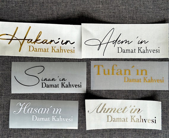 Damat Kahvesi Sticker, personalisiert, Foil Aufkleber, mit oder ohne Datum, Kiz isteme, Kahve seti, Verlobung, söz, Hochzeit, Standesamt