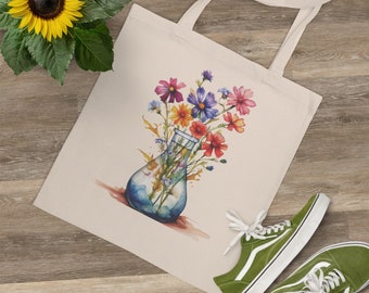 Womens Science Tragetasche, Tragetasche mit Blumenbecher, Geschenk für Lehrer und Wissenschaftler, Tragetasche im floralen Stil