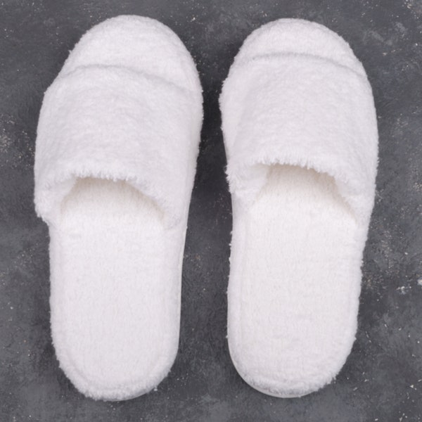 Soft Maternity Slippers, Quality and Comfortable Towel Slippers, Comfortable Slippers for Women White half open toe