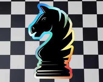 Holographic Knight Chess Piece Sticker, Die-cut Sticker