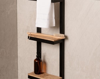 Metal bathroom shelves, Minimalist towel rack, Bathroom storage rack, Modern bathroom shelf, Wall mounted shelf with towel holder