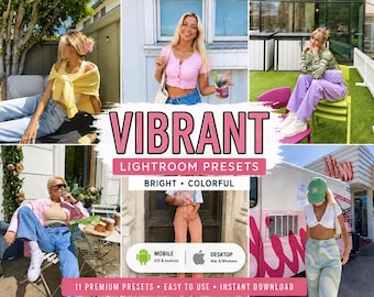 11 Vibrant Lightroom Presets | Clean Colorful Presets | Color Pop Lifestyle | Mobile & Desktop