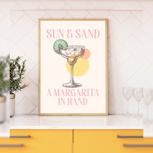 Margarita Print - Margarita Art - Cocktail Prints - Bar Cart Decor - Coastal wall Art - Margarita Cocktail - Modern Wall Art - Kitchen Decor