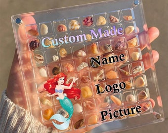 Personalized Acrylic Magnetic Seashell Display Box,36/64/100 Grids Seashell Storage Box Display Case Decorative Seashell Starfish Trinket