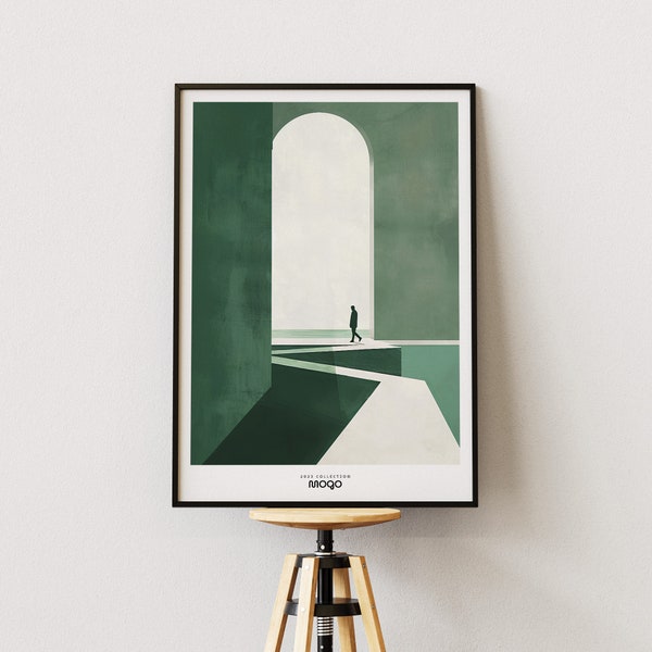 Tableau abstrait · Tableau minimaliste · Affiche Art Deco · Affiche abstraite · Affiche minimaliste · Vert · MOGO · 2023