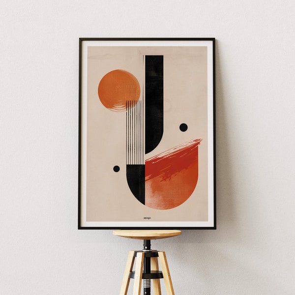 Tableau abstrait · Tableau minimaliste · Affiche Art Deco · Affiche abstraite · Affiche minimaliste · Rouge et Noir · MOGO · 2023