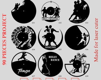 Dance Vinyl Clock Laser Cut Files Bundle (Digital Download)