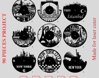 90 Projects Cities SVG Pack: CNC Laser Cutting Files (90-Part Digital Download)
