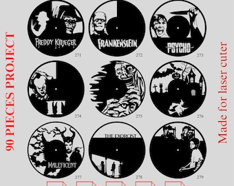 4. Movies & TV Series Laser Cut Vinyl Clock Bundle:  CNC Designs (90 Digital Files)