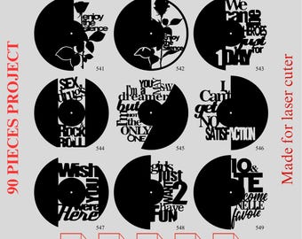 Music Vinyl Clock Laser Cut Files: 90 Project Bundle (Digital Download)