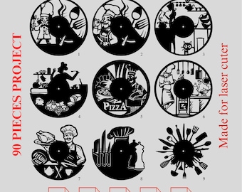 90 Projects Kitchen & Beverage SVG Pack: CNC Laser Cutting Files (Digital Download)