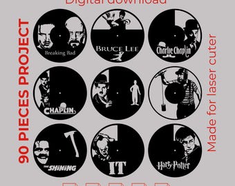 90 Designs Laser Cut Files for Wall Decor | Vinyl Record Clock SVG DXF AI