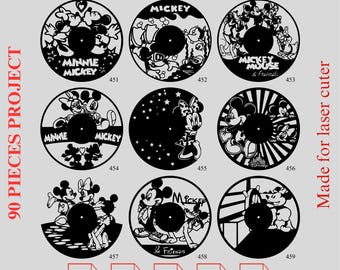 Cartoon Vinyl Clock Laser Cut Files – 90 Designs (PDF, SVG, DXF)
