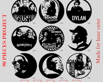 Musician & Band Vinyl Clock Laser Cut Files Bundle (Digital Download)