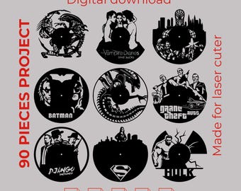 90 file di design tagliati al laser per decorazioni murali / orologi in vinile SVG DXF AI
