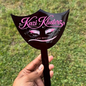 Customizable Acrylic Eyelash/Eyebrow Tech Prop | Handheld Mirror