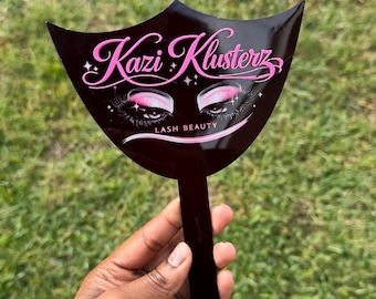 Customizable Acrylic Eyelash/Eyebrow Tech Prop | Handheld Mirror