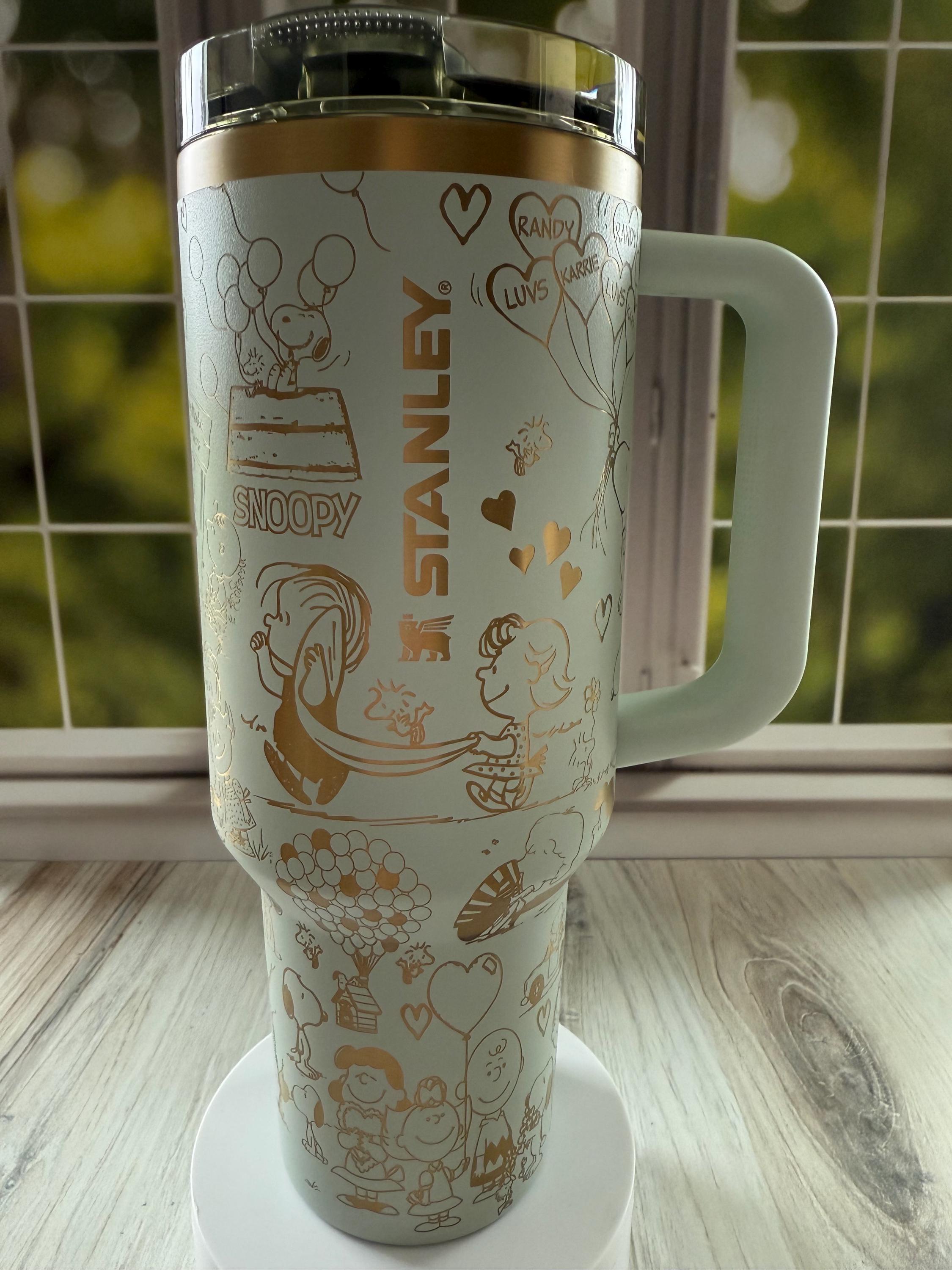 Stanley | snoopy | peanut | woodstock | charlie | love | valentines | custom | laser engraved | etched | tumbler| 40oz | quencher |