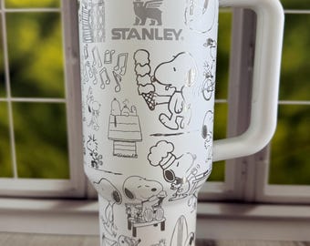 Stanley | snoopy | peanut | woodstock | friends | custom | laser engraved | etched | tumbler| 40oz | quencher |