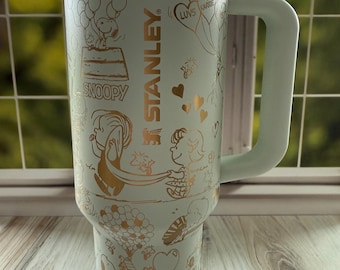 Stanley / Snoopy / Peanut / Woodstock / Charlie / Amor / San Valentín / Personalizado / Grabado láser / Grabado / Vaso / 40 oz / Aguacate /