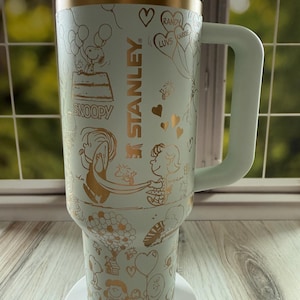 Stanley | Snoopy | Peanut | Woodstock | Charlie | Love | Valentines | Custom | Laser Engraved | Etched | Tumbler| 40oz | Quencher |
