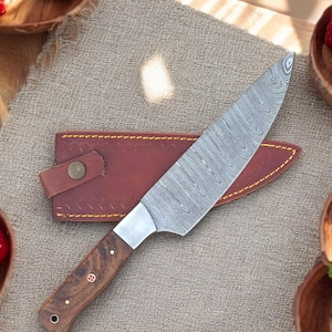 Chef Knife Damascus Steel, 12&quot; Japanese Chef Knife with Sheath, Culinary Knife, Ultra Sharp Kitchen Knife- Gift for Her, Best Birthday Gift