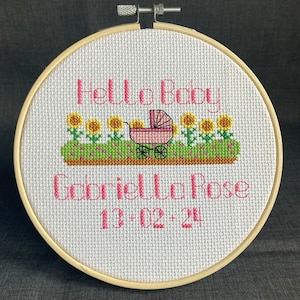 Personalised Birth Sampler (Baby Girl) - PDF Cross Stitch Pattern