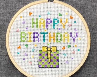 Happy Birthday Cross Stitch Pattern (PDF) - Etsy