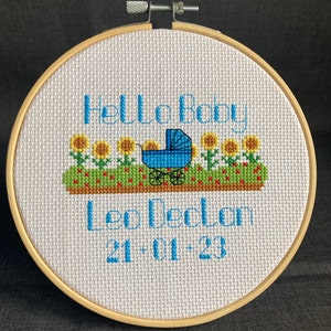 Personalised Birth Sampler (Baby Boy) - PDF Cross Stitch Pattern