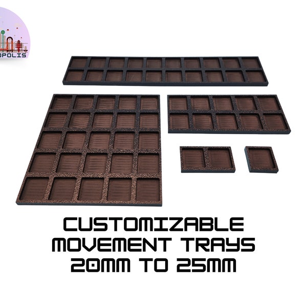 Warhammer the Old World - Base Converter Movement Trays - 20mm to 25mm Square Adapter for miniature games / wargaming / rank & flank