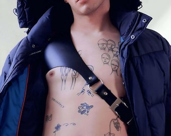 Men's One-Shoulder Harness: Asymmetric Gothic Chest Piece