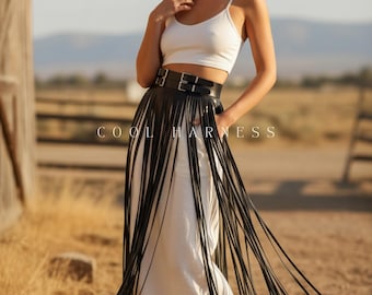 Faux Leather Fringe Harness Skirt: Festival Costume Belt