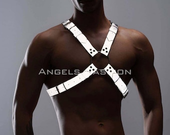 Glow in The Dark Reflective Chest Harness: Rave Clubwear, Plus Size