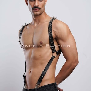 Leather Suspenders, Suspenders Men, Spiked Suspenders, Leather Braces