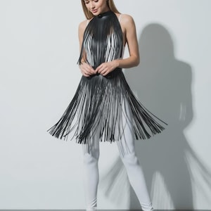plus size leather fringe dress On The Fringes Faux Leather Micro Mini Dress - Black