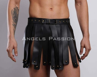 Handcrafted Faux Leather Gladiator Kilt: Cosplay Clubwear, Plus Size Available