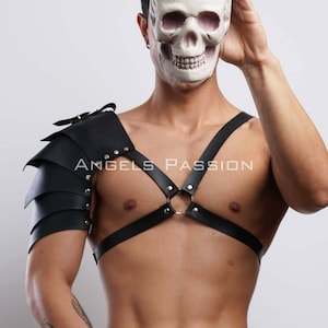 Men&#39;s Leather Gladiator Chest Harness, Bulldog Harness, Plus Size Options