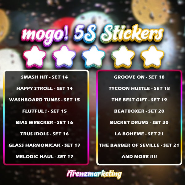 5 Star Sticker New Season Set 14 - 21 (Read Description)