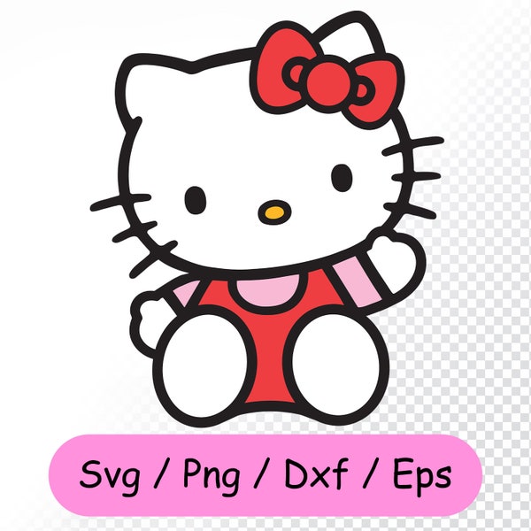 Kawaii Kitty Svg | Cute Cat Kawaii Kittys PNG Clipart, Valentine Kawaii Svg, Silhouette Cut File | Cricut Vector Cut File | Instant Download