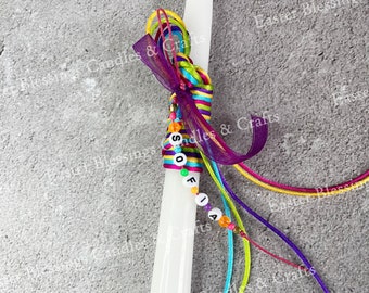 Rainbow Personalized Friendship String Easter Candle (15")