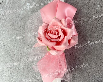 Pink Rose Easter Candle (15")