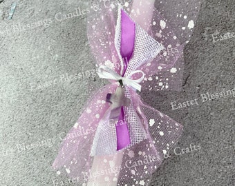 Marbled Purple Stone Cross Easter Candle (15")