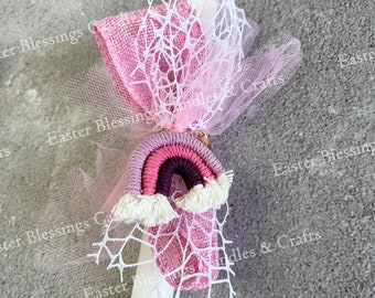 Pink and Purple Woven Rainbow Easter Candle (15")