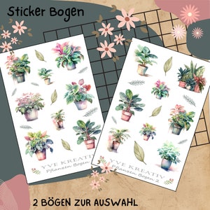 Stickerbogen "Pflanzen Topfpflanzen Zimmerpflanzen" | Set - Aufkleber 2 Bögen zur Auswahl in Weiß - Transparent - Matt - Glanz  #SBA6