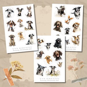Aufkleber, Sticker Bogen, Hunde, Funny Animals | Sticker Set - 3 Stickerbogen zur Auswahl in Weiß - Transparent - Matt - Glanz  #SBA6