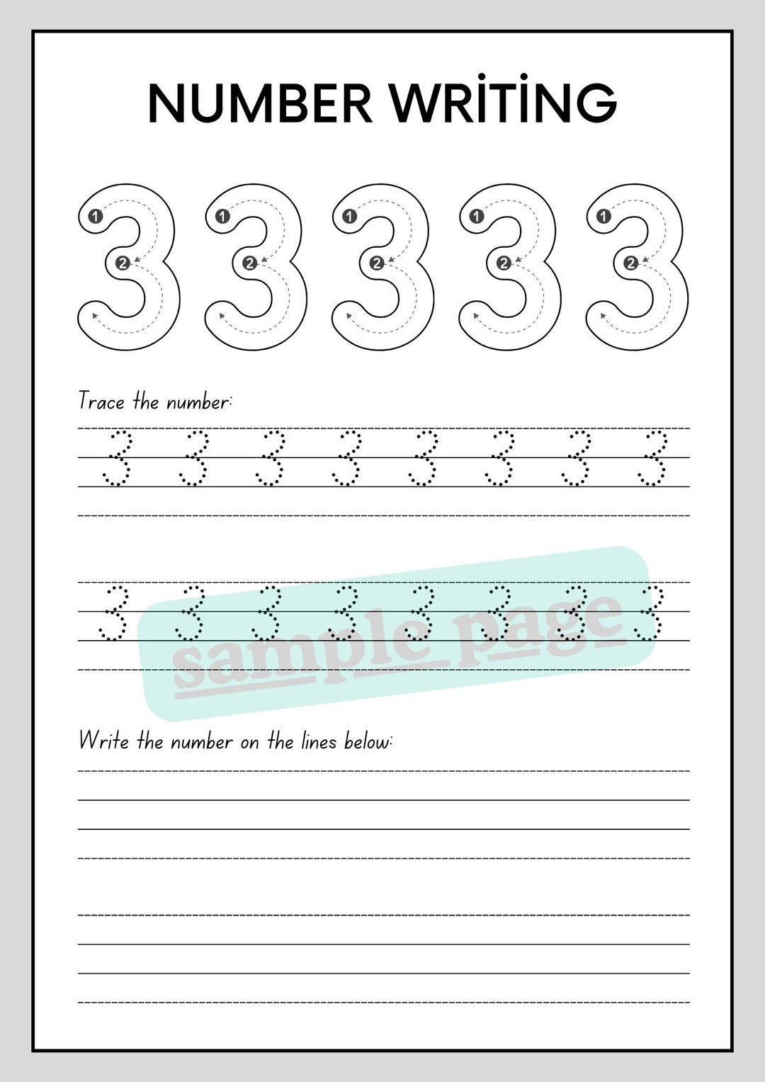 Number Writing 1 to 10 Worksheet | 10 PAGES | Tracing Worksheets for ...