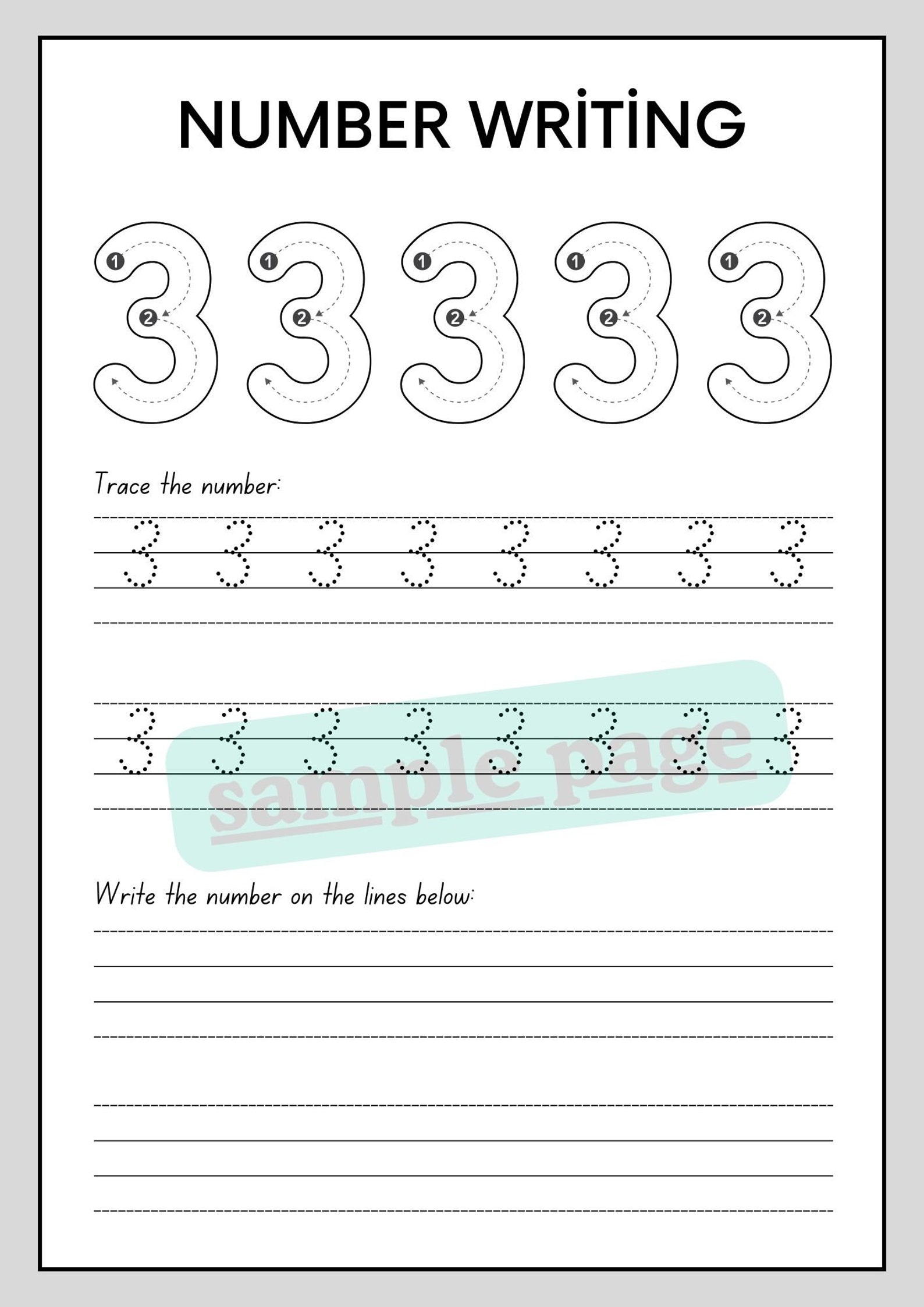 Number Writing 1 to 10 Worksheet | 10 PAGES | Tracing Worksheets for ...